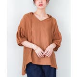 テラコッタ | n'OrLABELフードスキッパー楊柳クレープブラウス | osharewalker