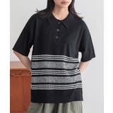 ブラック | n'OrLABELミックス編みボーダーポロニット  | osharewalker