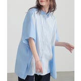 ライトブルー | n'OrLABEL切替ストライプドルマンシャツ | osharewalker