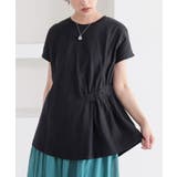 ブラック | n'OrLABELウエストゴムギャザーフレンチカットソー | osharewalker