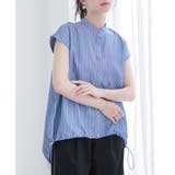 ブルー | n'OrLABEL裾ドロストストライプシャツ | osharewalker