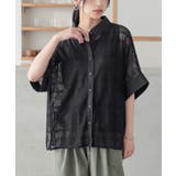 ブラック | n'OrLABELチェックレースドルマンシャツ | osharewalker