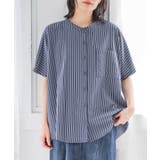 ネイビー | n'OrLABELリップルストライプシャツ | osharewalker