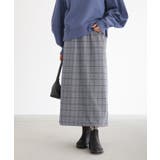 ネイビー | n'OrLABELヘリンボーンチェック柄ナロースカート | osharewalker