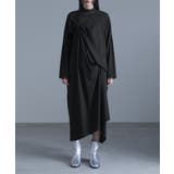 ブラック | kOhAKUアシメドレープカットソーワンピース | osharewalker