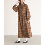 ブラウン | n'OrLABELタブ付きチェックワンピース | osharewalker