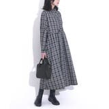 グレー | n'OrLABELタブ付きチェックワンピース | osharewalker