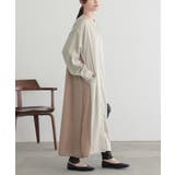 グレージュ | n'OrLABEL異素材ギャザーシャツワンピース  | osharewalker