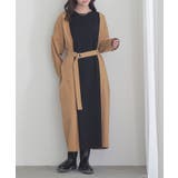 ベージュ | n'OrLABELベルト付き異素材配色ワンピース | osharewalker