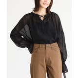 ブラック | n'OrLABELキャンディスリーブシアーブラウス | osharewalker