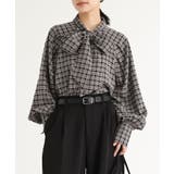 ブラックチェック | n'OrLABELリボンタイ付きラグランブラウス | osharewalker