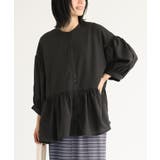 ブラック | n'OrLABELボリュームスリーブティアードブラウス | osharewalker