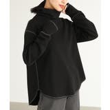 ブラック | n'OrLABEL配色ステッチワッフルタートルカットソー | osharewalker