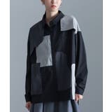 ブラック | kOhAKU配色パッチワークシャツ | osharewalker