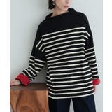 ブラック | n'OrLABELボトルネックパネルボーダーカットソー | osharewalker