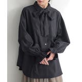 ブラック | n'OrLABELボウタイ付きシャーリングプリーツブラウス | osharewalker