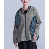 杢グレー | kOhAKU異素材ギャザー切替パーカー  | osharewalker