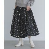 ブラック | somari imagination花柄リボンシャーリングスカート  | osharewalker