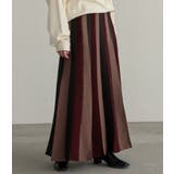 ボルドー | n'OrLABEL配色ニットプリーツスカート | osharewalker