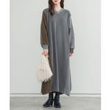 杢チャコール | n'OrLABEL裏シャギー異素材ドッキングワンピース  | osharewalker