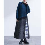 ブルー | kOhAKUキルティングドッキングニットワンピース  | osharewalker