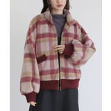 ボルドー | somari imagination起毛チェック柄ショートコート | osharewalker