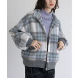 グレー | somari imagination起毛チェック柄ショートコート | osharewalker