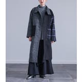 ブラック | kOhAKU異素材切替スタンドロングコート  | osharewalker