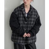 ブラック | n'OrLABEL異素材テーラードチェックブルゾン  | osharewalker