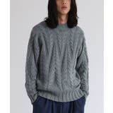 グレー | n'OrLABEL立体ケーブル編みニット  | osharewalker【MEN】