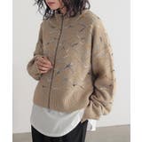 ベージュ | n'OrLABELネップラインジップニットカーディガン | osharewalker