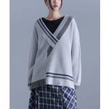 ライトグレー | kOhAKUアシメ衿デザインニット  | osharewalker