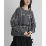 チャコール | somari imaginationジャカードチェックニットプルオーバー | osharewalker