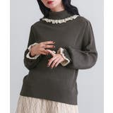 チャコール | somari imaginationレースフリルリブタートルニット  | osharewalker