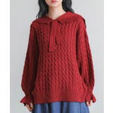 レッド | somari imaginationスカラップセーラーケーブルニット | osharewalker