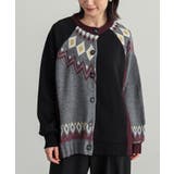 ボルドー | n'OrLABEL裏シャギーパッチワークノルディックニットカーデ  | osharewalker