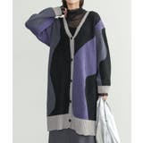 ブラック | n'OrLABELウェーブ柄配色ロングカーディガン  | osharewalker