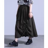 ブラック | kOhAKU変形シャーリングデザインスカート | osharewalker