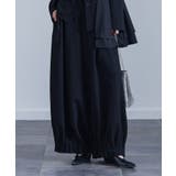 ブラック | kOhAKU裾ゴムタックワイドパンツ | osharewalker