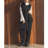 ブラック | n'OrLABELカットジョーゼットアシメジレ＆テーパードパンツセットアップ  | osharewalker