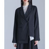 ブラック | kOhAKU配色ダブルテーラードジャケット  | osharewalker