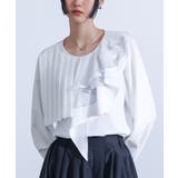 オフホワイト | kOhAKU異素材配色プリーツブラウス | osharewalker