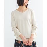 杢アイボリー | n'OrLABELゆるやかVネックシンプル綿ニット | osharewalker