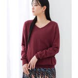 ボルドー | n'OrLABELゆるやかVネックシンプル綿ニット | osharewalker