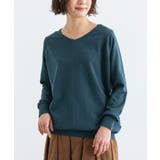 ピーコックブルー | n'OrLABELゆるやかVネックシンプル綿ニット | osharewalker