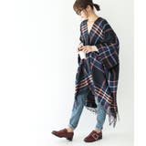 ダークブルー | n'OrLABELチェック柄ストールポンチョ | osharewalker