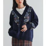 ネイビー | somari imagination花柄手刺繍ニットカーディガン | osharewalker
