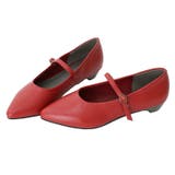 レッド | n'OrLABELストラップ付ローヒールパンプス | osharewalker