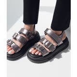 アンティークシルバー | n'OrLABELベルトデザインエナメルサンダル | osharewalker