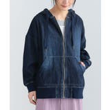 インディゴ | n'OrLABELコットンデニムジップアップパーカー  | osharewalker